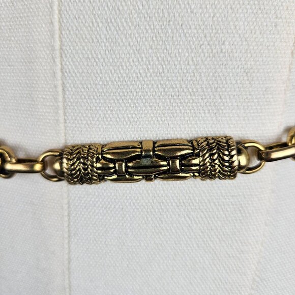 Vintage Solid Brass Gold Tone Couture Chain Ornate Chain Link Belt Boho - Picture 3 of 7